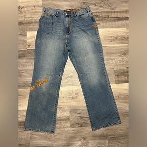RARE! Vintage Akademiks Jeans Baggy Wide Leg Hip Hop Embroidered 36 Y2k Jnco